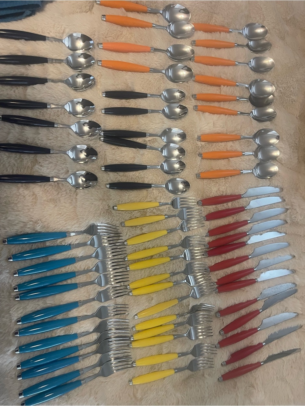 64 Fiesta Colorful Stainless Steel Flatware Set VGUC